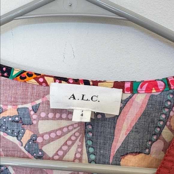 ALC Carey Printed Puff Sleeve Dress in Multi - 4 - Picture 4 of 6